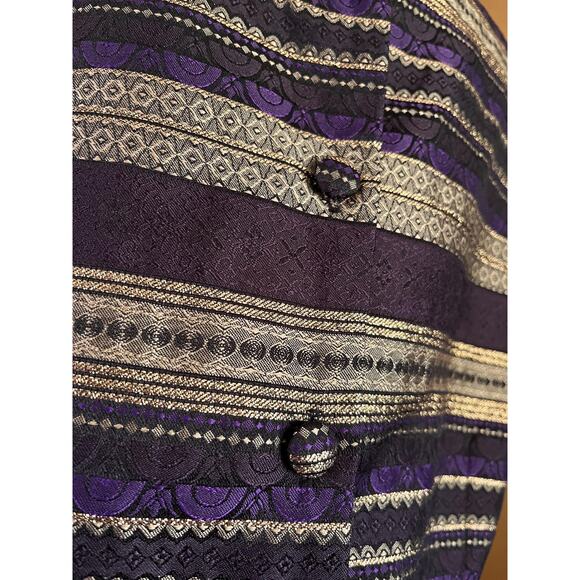Vintage brocade top in purple and gold, size L - Picture 6 of 7
